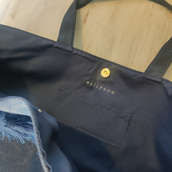 Silpada Stylish Blue Tote Bag with Tassel - Picture 8 of 11